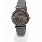 WENLING Women’s Analog Quartz Watch | Crystal Studded Dial | Grey Silicone Strap