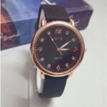 Analog Wrist Watch for Women | Rose Gold Dial with Black Strap | Quartz Movement | Stylish Casual & Party Wear Watch