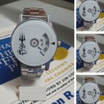 Spiritual Analog Wrist Watch for Men | Trishul & Om Symbol Dial | Unique Hour-Minute Display | Quartz Movement | Silver Metal Strap