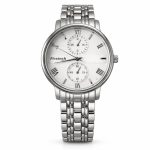 Elegant Women’s Analog Watch with Roman Numerals & Dual Sub-Dials | Stainless Steel Ladies Wrist Watch