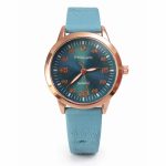 Rose Gold Women’s Analog Quartz Watch with Teal Dial & Light Blue Strap | Stylish Ladies Wrist Watch